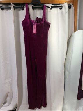 Mango Capulet Velvet Sleeveless Jumpsuit in Plum